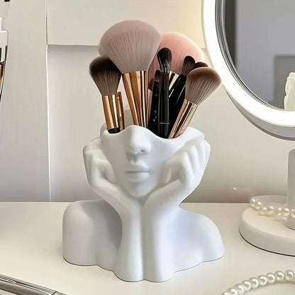 Artistic Face-Shaped Makeup Brush Holder